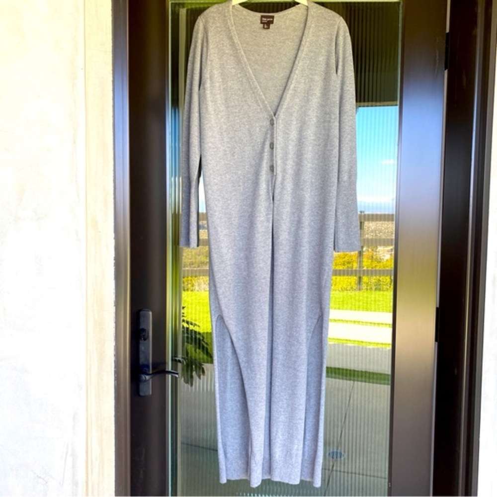 Extra Long cardigan, knitted dress, gray